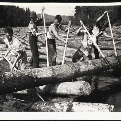 Breaking up log jam - Maine