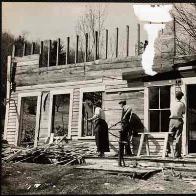 Tearing down the "Old Thayer Place" Abe Boudreau - Wife + son Howard. Enfield