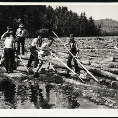 Breaking up log jam - Maine 1939