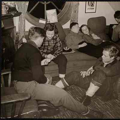 L to R: Bob Darbee, Betty Orr, Dick Cords, Mary Siftney, Donald O'Rourke, Joe Rich (on floor)
