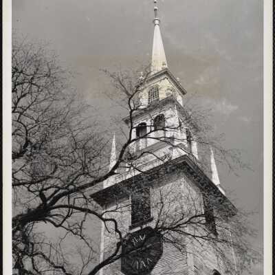 Newport, R.I. spire of the old Trinity Church, built in 1725.