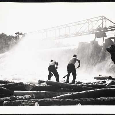 Breaking up log jam - Maine