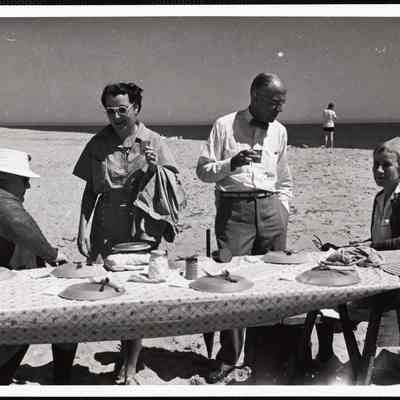 Siasconset clam bake Mrs. Hughston, Mrs. H. McCoy Jones, Robert Boda + Mrs Boda