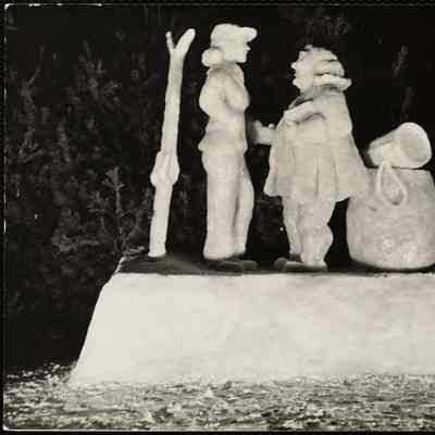 Prize winning snow sculpture of "Delta Tau Delta" fraternity. Dartmouth carnival