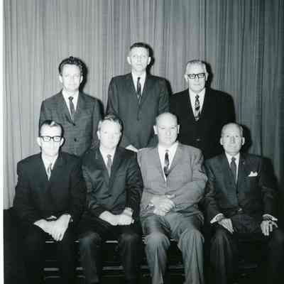 Back Row: Floyd Orwin, Louis Wiles and Miles Detrich. Front Row: Ray Logan, Red Miller, Walter Boehue and Lester johnson.
