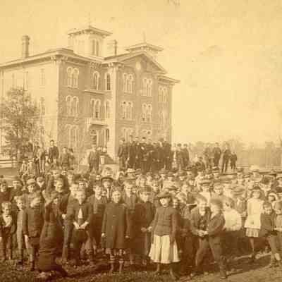 Union School with students in front of it 1884