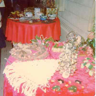 Table display at Green's Market in 1976.