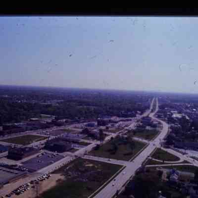 Aerial over Michigan Avenue EB looking East