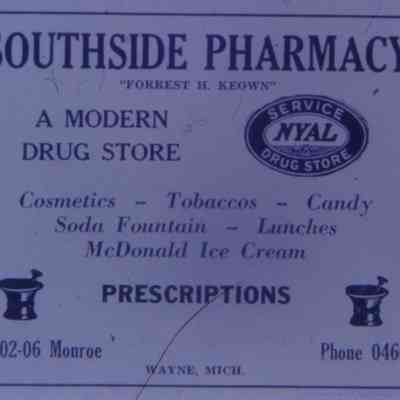 1947 Ad. 3902-3906 Monroe. Southside Pharmacy. Forrest H. Keown