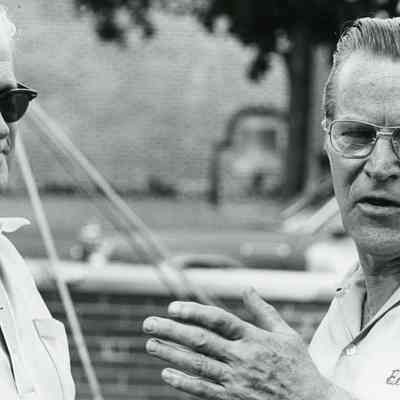 Bernie Steele on right at Chicken BBQ on Aug. 28, 1977.