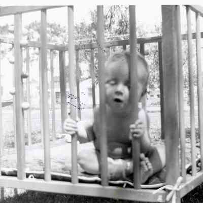 Edward Warner Waekerman at 9 months on Oct. 15, 1949. He weighs 18 lbs.