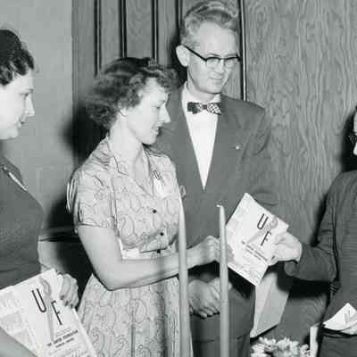 L-R: Virginia Boyes- Training Chairman, Ruby Culp- Residential Chairman, Rev. Britton, Veola Lowe- one of the Captains