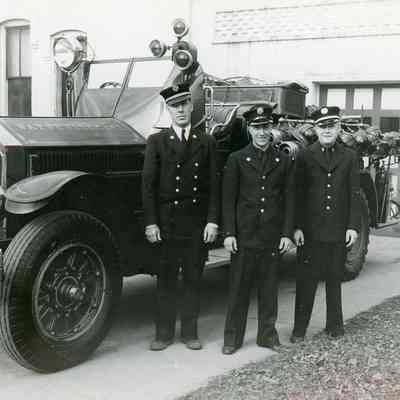 Firemen and Old Betsy at old village hall
