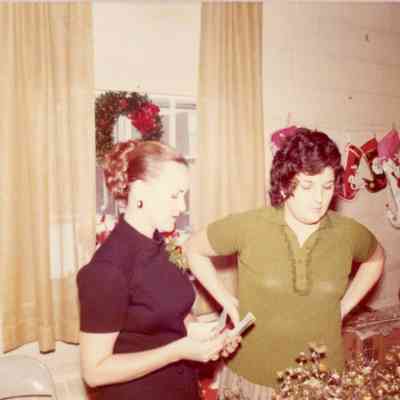Marian Friece and Delphine Marshall of Wayne Garden Club at the Greens Market in 1972.