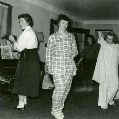 Roxie Fortine, Patti Bingel and Marilyn Johnson at Pat Millar's PJ Party on Oct. 23, 1953.