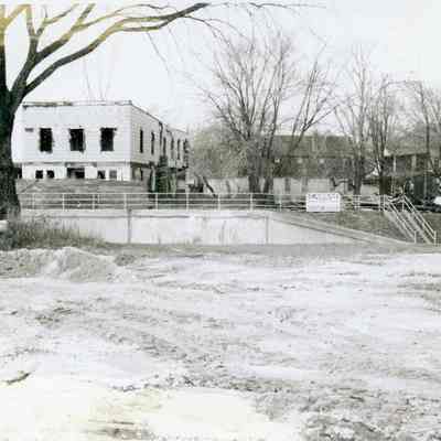 Thompson Flat at left, Husted house demo at right