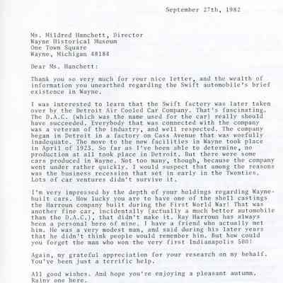 Letter between Mildred Hanchett, Museum Director and Beverly Rae Kimes