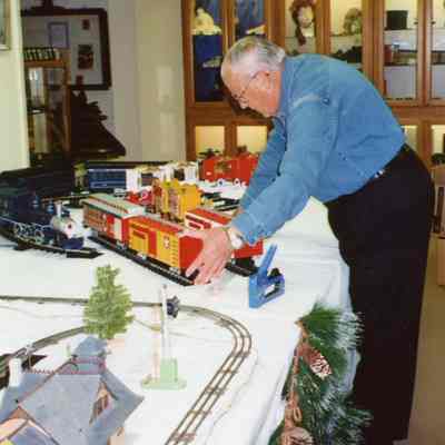 Barry McEachern setting up his cirus train at the Wayne Historical Museum in 2009.