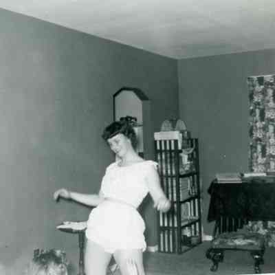 Pat Bingel at Charlotte Held's PJ Party on Oct. 30, 1953.