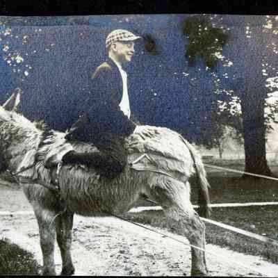 John Lunds' donkey and Ellen Martin.
