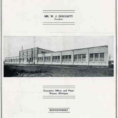 Ad with picture of factory. J. W. Doughty President