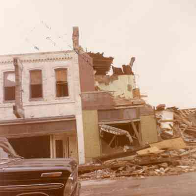October 1971 Demolition. Urban Renewal. Scarlett Rexall Drug store visible