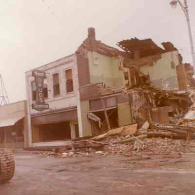 October 1971 Demolition. Urban Renewal. Scarlett Rexall Drug store visible
