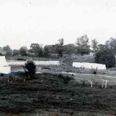 The Flats, a horse race track with the Glenwood Cemetery on the hill (Upper Right Corner).
