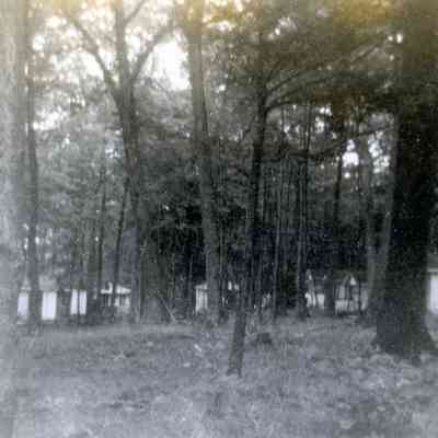 Cottages on far side of Tabernacle at Liley Lake in what is now Hickory Corners, MI.