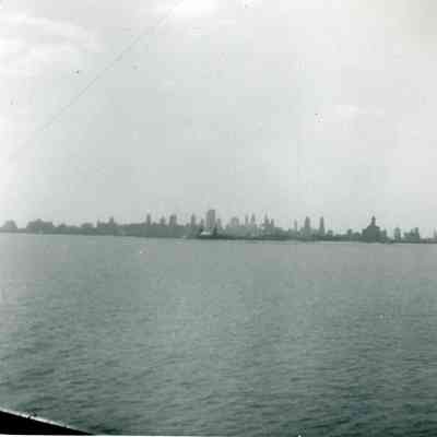 Chicago Skyline view on the S S South American on May 29, 1955 to June 01 1955 on May 31 to Chicago of the Senior Cruise.