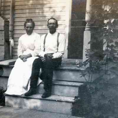 Annie Martin and James Martin on their steps on Aug. 25, 1912. Ellen Martin's parents.