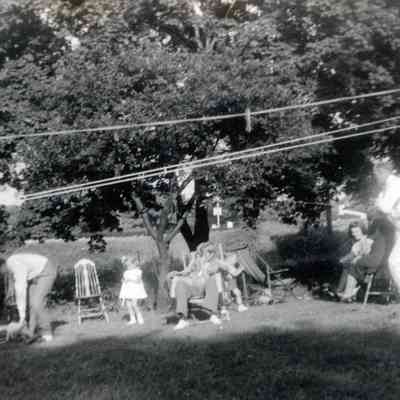 At Shaefer's on 07/14/1940 L to R; John Kessler, Laurence Casazza, Larry, Phylis Schaefer, Andy, Peter Jr, Annabell & Peter Sr.