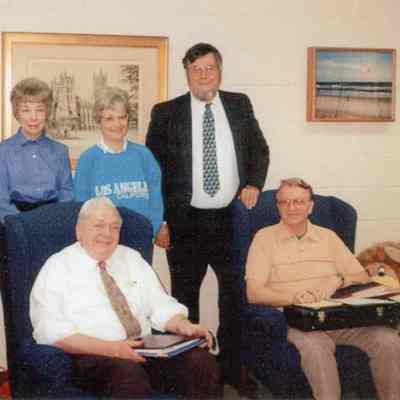 Back Row L to R: Sally Nitze, Ola Sutcliffe and Rev. John Kershaw. Front Row: Red Miller and Dave Dillingham