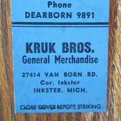 27414 Van Born - Kruk Bothers General Merchandise Matchbook Cover