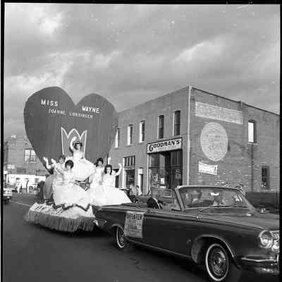1963 Homecoming Parade Miss Wayne Float