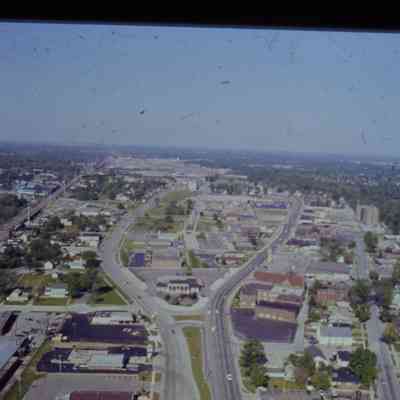 Aerial over Michigan Avenue looking West