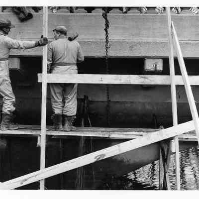 D.P.W working on Wayne Road bridge.