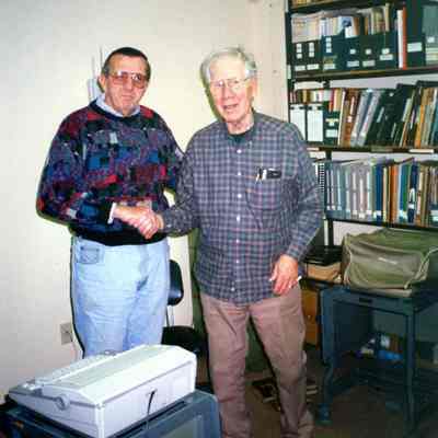 David Wendt and Henry (Hank) Goudy in the Museum Office in Feb. of 1997. This photo was taken by David's wife Linda.