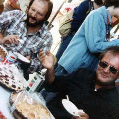 Father Tim Pelc on left