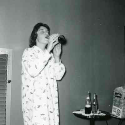 Sue Pringle at Charlotte Held's PJ Party on Oct. 30, 1953.