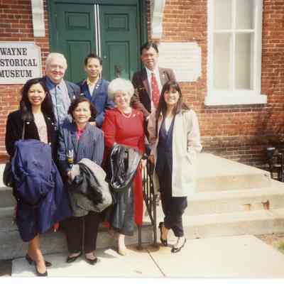 Mayor Warfield and Dona McEachern with visitors from the Philippines.