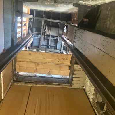 Original freight elevator still present
