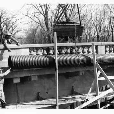 D.P.W working on Wayne Road bridge.