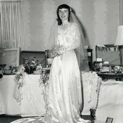 Bernice Millar and her wedding gifts on 07/16/1949.