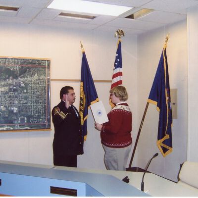 Fire Chief getting sworn in.