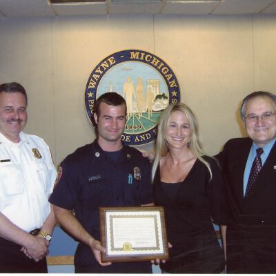 Firefighter getting an award