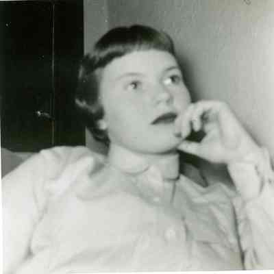 Alice Niddrie at Barb Hileman's PJ Party on March of 1954.