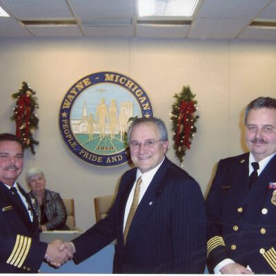 Firefighters and Wayne Mayor