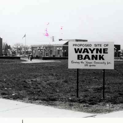 April 1979. Methodist Church and Post Office in background