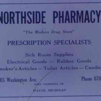 1947 Ad. Northside Pharmacy. John Campbell Jr.